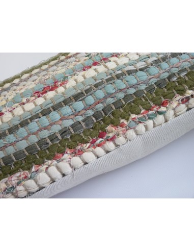 Coussin tissé rectangulaire vert