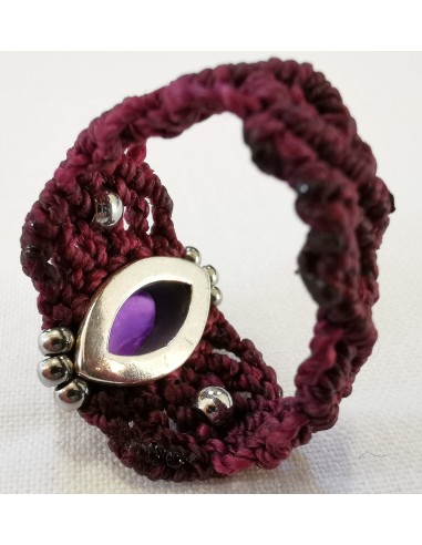 Bague macramé violette