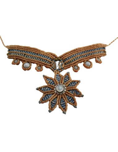 Collier macramé fleur