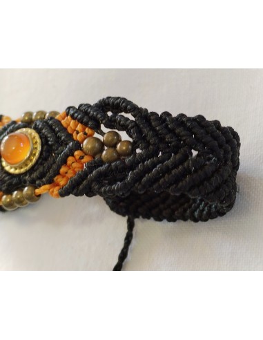 Bracelet macramé noir & orange