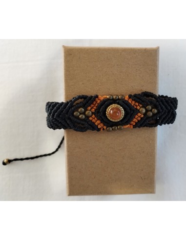 Bracelet macramé noir & orange