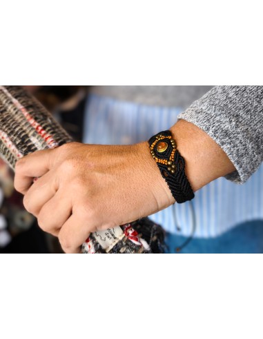 Bracelet macramé noir & orange