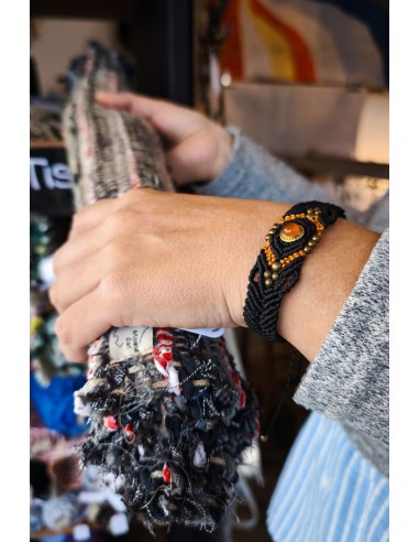 Bracelet macramé noir & orange