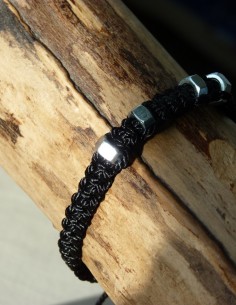 Bracelet macramé noir et...
