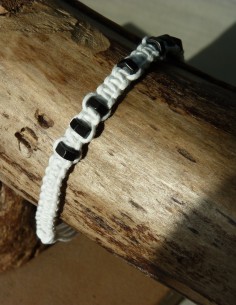 Bracelet macramé blanc et...